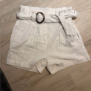 Streetwear Society High Waist Cream Shorts with Belt